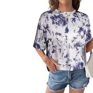 Camiseta de algodón de talla grande para mujer, cómoda, lisa, teñida, teñida, para verano, ropa informal, precio razonable - Product Image 4