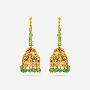 Pendientes Colgantes de Mujer con Acabado Dorado Antiguo, Modernos, Religiosos, para Bodas y Fiestas, en Forma de Campana, de Aleación de Zinc 185662 con Rubí Verde - Product Image 5