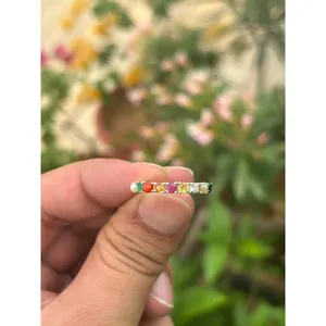 Bague en argent 925 Navratan avec pierre naturelle en zircon, bijoux fins pour homme, pour un usage quotidien, bague simple avec motif numérique - Product Image 1