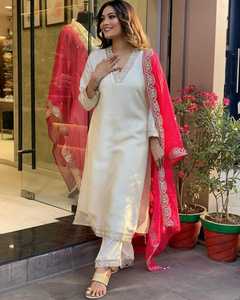 ปากีสถาน 3 ชิ้นยาวกระจาย Kurti กางเกง Dupatta ชุดผู้หญิงอินเดียDesigner Salwar Kameez Readymadeงานรื่นเริงชาติพันธุ์ - Product Image 3