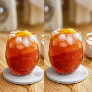 Dessous de verre de tasse à thé en marbre rond classique avec support en métal en pierre naturelle antiadhésive Tapis de table en gros pour la maison et l'hôtel - Product Image 5