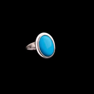 Bague de cocktail bohème élégante et stylée en argent sterling 925 avec turquoise, faite à la main, cadeau de fiançailles, mariages, fêtes, lèvres ovales bleues - Product Image 1
