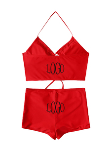 Custom OEM Designer High Waist Halter Swim Cut Out Bathing Suits 2 Piece Swimsuit <b>Bikinis</b> <b>Set</b> for Women - Product Image 6