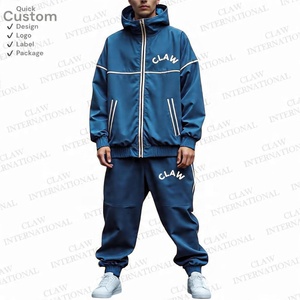 Wholesale Mens Reflective Nylon Tracksuit Custom <b>Embroidery</b> Logo Windbreaker Jogging <b>Set</b> - Product Image 1