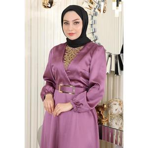 ชุดราตรีทรงเอไลน์ผ้าซาตินประดับด้วยคริสตัลรูปดอกกุหลาบ ไซส์ XS ยาวลากพื้น สำหรับงานแต่งงาน-MSW19901-5 - Product Image 2