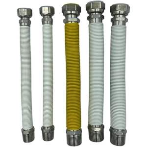 Kit de Instalación de Caldera, 5 Tubos Flexibles de Acero Inoxidable de 220x420mm, Acabado Superficial 2B, Curvado para Agua y Gas, Versión Recubierta - Product Image 1