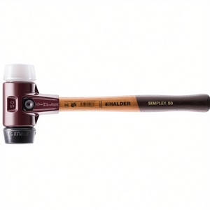 Marteau à tête souple SIMPLEX, bois/caoutchouc moyennement dur, longueur 490 mm, diamètre de la tête 80 mm, finition noire superplastique blanche, produit HALDER - Product Image 3