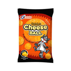 NOUVEAU Kicco Fried Hard Salty Golden Cheese Ball Casse-croûte de maïs avec du vrai fromage cheddar en poudre 14g & 60g Malaisie - Product Image 1