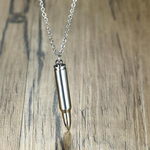 Collar con Colgante en Forma de Bala de Plata de Ley Chapada en Oro con Diamantes Cultivados en Laboratorio, Diseño Hip Hop, para Hombre, con Cadena de Eslabones - Product Image 3