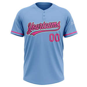 Camiseta de béisbol con bordado personalizado EM, ropa deportiva de equipo transpirable azul claro con diseño de camiseta de béisbol de Club a rayas - Product Image 6