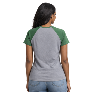 Steel Grey 08 Soror Raglan Sleeve <b>T</b> <b>Shirt</b> Greek Sorority Womens Pink & Green Tee College Sisterhood Stylish Casual Apparel - Product Image 2