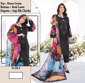 DISEÑADOR PESADO ALGODÓN CÉSPED ESTAMPADO TRAJES BORDADOS PAKISTANI ESTILO INDIO ROPA ÉTNICA NUEVOS DISEÑOS ISLÁMICO MUJER VERANO - Product Image 6