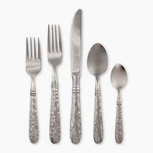 Upscale American Style Handcrafted 4 Pcs Silver Stainless Steel Cutlery Set With Elegant Black Sleek Handles for Weddings - Product Image 3