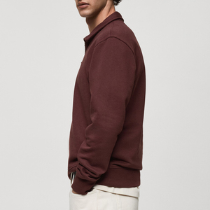 Sweat-shirt à capuche mi-zippé pour homme de haute qualité, 100% coton, hiver, logo personnalisé, molleton lourd - Product Image 2