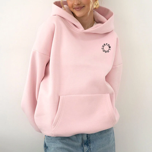 เสื้อฮู้ดดี้โอเวอร์ไซส์สีน้ำเงินล้วนสำหรับผู้หญิง ผ้าฝ้ายฟลีซ 100% ระบายอากาศได้ดี ทรงปกติ มีกระเป๋า เสื้อฮู้ดดี้และเสื้อสเวตเชิ้ตสำหรับผู้หญิง - Product Image 6