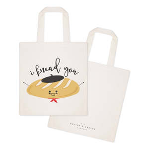 Sac fourre-tout en toile de coton de couleur unie avec fermeture à cordon zippé pour usage quotidien, logo personnalisable - 'I Knead You' - Product Image 2