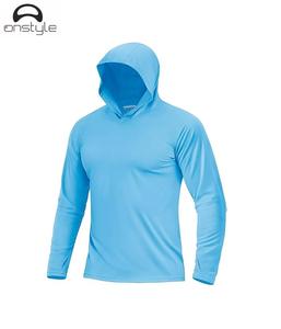 Sudadera con capucha de pesca de manga larga personalizada para hombre, 220 gramos, patrón sólido, tejido de poliéster, protección solar para exteriores, camisa en blanco - Product Image 6