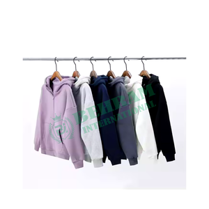 Sweat à capuche personnalisé uni avec poche et fermeture éclair en molleton bouclette surdimensionné en coton unisexe thermique et respirant - Product Image 6