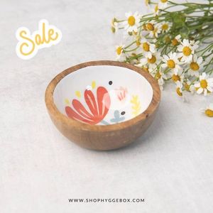 Handmade <b>Large</b> Wooden Serving <b>Bowl</b> Food Safe Floral Enamel Interior Eco-Friendly Kitchenware for <b>Salad</b> Fruit Decorative Fruit - Product Image 3