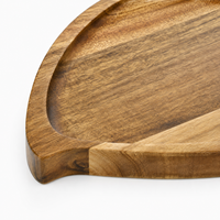 Bandeja de Servir de Madera de Acacia con Forma de Hoja, con Asa y Borde Elevado para Queso, Frutas, Aperitivos y Postres