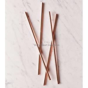 Paille à boire en cuivre de conception fantaisie faite à la main ensemble de 4 pour paille de laque de mule de Moscou paille de cuivre droite sans danger pour les aliments - Product Image 4