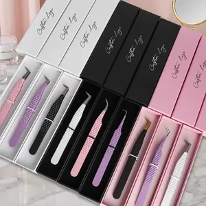 MORGANS INDUSTRIES – Ensemble de pinces à cils de précision en acier inoxydable, prise en main fine et parfaite, durables, couleur rose, pointe lisse, 10 pièces - Product Image 3