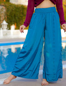 กางเกงเอวสูงสำหรับผู้หญิงกางเกงเอวสูงผ้าไหมพิมพ์ลายโลโก้ตามสั่งฤดูใบไม้ผลิฤดูร้อน - Product Image 2