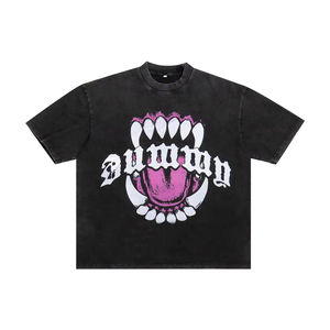 Logotipo personalizado 300 GSM Streetwear Box Cut camiseta Heavyweight Cropped Top camiseta gráfica de algodón de gran tamaño Boxy Fit camiseta hombres - Product Image 1