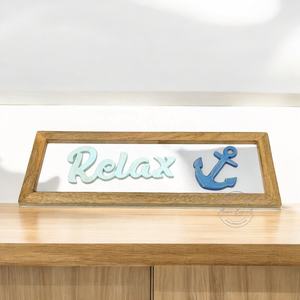 Signo de relajación con tema costero moderno, arte de pared náutico elegante con ancla azul para la decoración del hogar de la playa o la exhibición de la sala de estar - Product Image 1