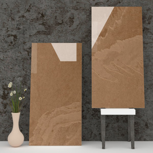 Fabrication populaire de porcelanto de gres de planche en bois de conception de haute résolution en Inde pour la réception d'hôtel. - Product Image 1