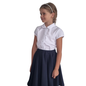 Uniforme escolar blanco unisex Camisa de media manga Camisas de uniformes formales Use camisa cosida lista para estudiantes y trabajadores - Product Image 2