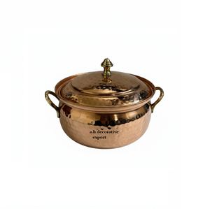 High Quality Luxury Hand-Hammered Copper Food Grade Casserole Brass Knob Lid Eco-Friendly Gas Induction Ready <b>Cooking</b> - Product Image 5