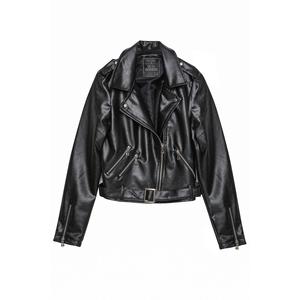 Biker giacca di pelle con tasche bianche