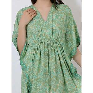 Women's Luxury Boho Chic Summer Kaftan Silk Blend Short <b>Dress</b> Loose Fit Beach Coverup Mini <b>Dress</b> for Lounge Wear for Swimwear - Product Image 4