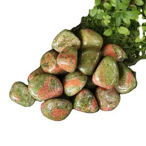 Wholesale Bulk Natural Unakite Tumbled Stone Healing Crystal Stones Crystal Gravel Tumbled For Gifts Green positive orange