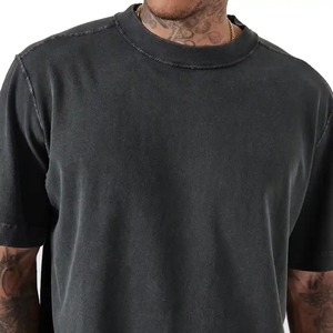 2023 Blank Heavyweight T-Shirt Vintage Style Unisex T Shirt Men <b>Drop</b> Shoulder Short Sleeve <b>Acid</b> Wash T-shirt OEM and customized - Product Image 3
