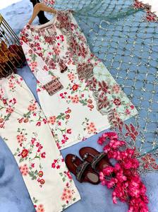 Vestido de Bollywood estilo indio pakistaní algodón Kurta Plazzo Dupatta ropa de fiesta Formal - Product Image 3