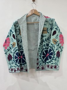 Veste en laine réversible en coton écologique brodée style bohème, manches longues, col rond, motif Suzani, vêtements d'extérieur pour femmes, style hiver - Product Image 1