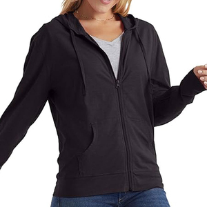 Sudaderas con capucha de manga larga informales de Invierno para mujer personalizadas 2025 con cremallera frontal, la mejor calidad y precio, técnica teñida lisa - Product Image 5