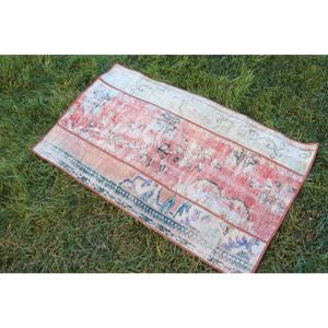 1.9x3.3 ft Rug, Vintage Rug, Turkish <b>Red</b> <b>Wool</b> Floral Rug - Product Image 2