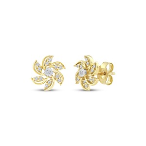 Pendientes de Diamantes Redondos Tallados en Forma de Molinillo, 0.13 Ct, Diamantes Cultivados en Laboratorio en Oro Sólido de 14K, para Uso Diario, Regalo para Mujer - Product Image 1