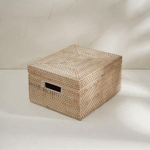 Cesta de mimbre con tapa de logotipo personalizado, Cajas de Regalo de color blanco, decoración para el hogar, almacenamiento de muebles de gran tamaño, precio de fábrica - Product Image 2