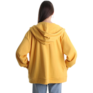 Women's <b>Yellow</b> 100% Cotton Oversized <b>Hoodie</b> Baggy Loose Fit Winter Season Drop Shoulder Design Printed Front Long Breathable - Product Image 3