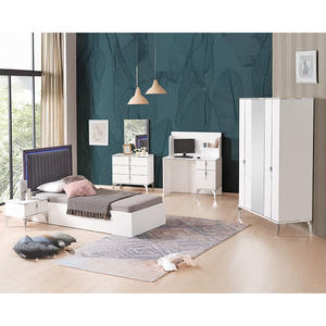 Ensemble de chambre à coucher moderne de luxe Athome Fly Young en métal, comprenant lit, tête de lit, armoire, bureau, commode, pour hôtel, école, Turquie - Product Image 1