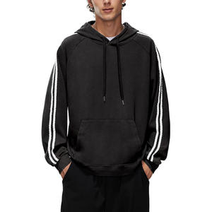 Sweat à capuche unisexe en coton 100% délavé à l'acide, logo personnalisé, poche surdimensionnée, respirant, automne, lettre en polaire, haute qualité - Product Image 1