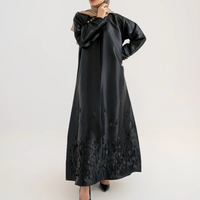 Nouvelle Abaya Musulmane Modeste 2024, Robe Jubbah à Manches Trois-Quarts, Fibre de Polyester Écologique, Anti-Plis, Style Robe de Bal, Dubaï