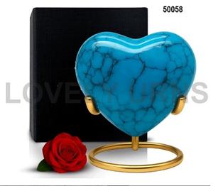 Petite urne funéraire en forme de cœur pour cendres humaines, mini boîte de rangement pour commémoration funéraire (bleu) - Product Image 1