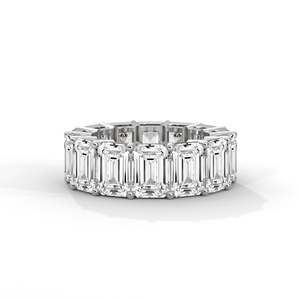 <b>Emerald</b> Shape Eternity <b>Ring</b> Diamond <b>Band</b> - Product Image 6