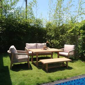 Juego de sofá ecológico de madera maciza minimalista moderno personalizado, mesa de centro para uso en exteriores, logotipo de Color personalizable de alta calidad - Product Image 6