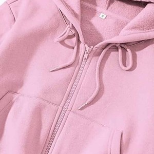 Sudadera recortada con capucha para mujer, con cremallera, manga larga, cordón, con capucha, con bolsillos - Product Image 3